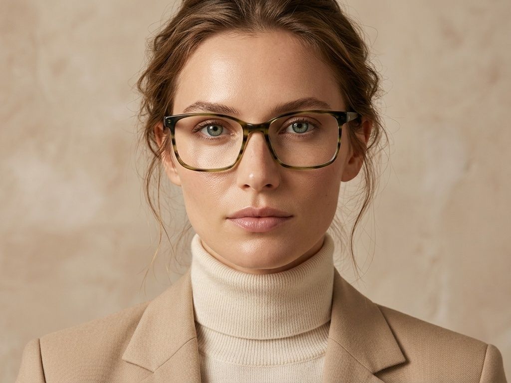 Rectangular Green Acetate Glasses #BS2012-3628