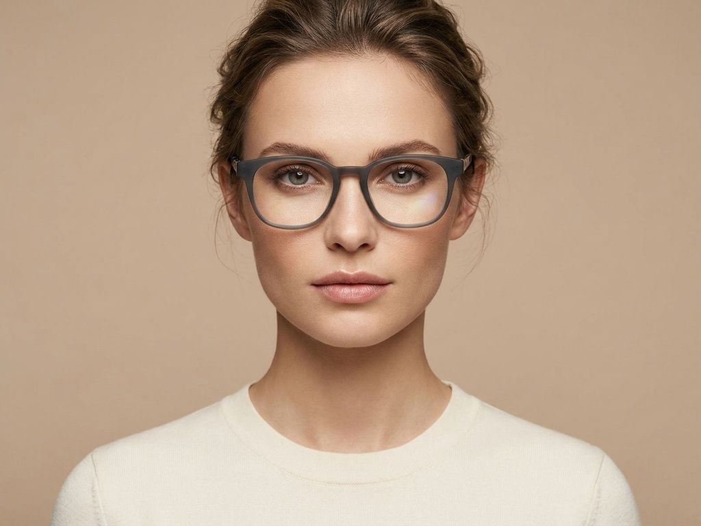 Lunettes ovales en acétate gris #BS2012-3634
