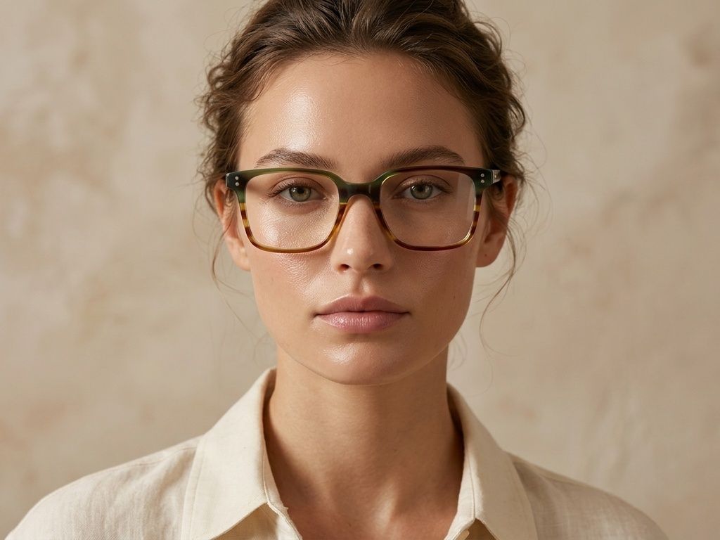 Rectangular Brown Acetate Glasses #BS2012-3636