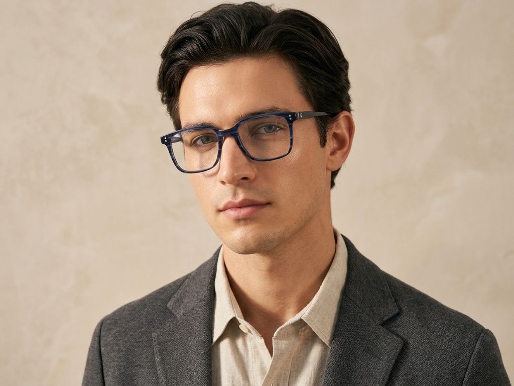 Rectangular Blue Acetate Glasses #BS2012-3638