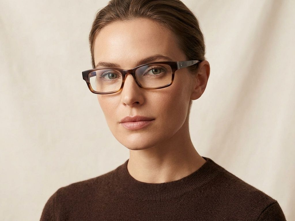 Rectangular Brown Acetate Glasses #BS2012-3658