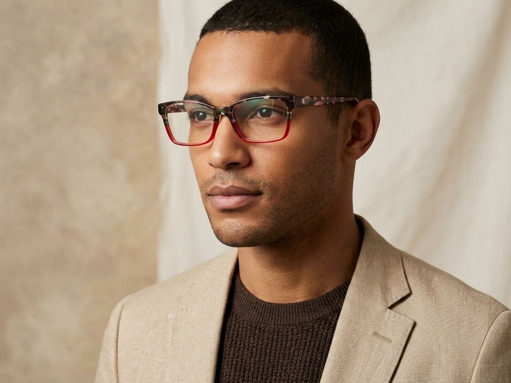 Rectangular Red Acetate Glasses #BS2012-3671