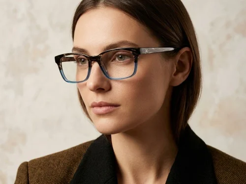 Lunettes rectangulaires en acétate bleu #BS2012-3674