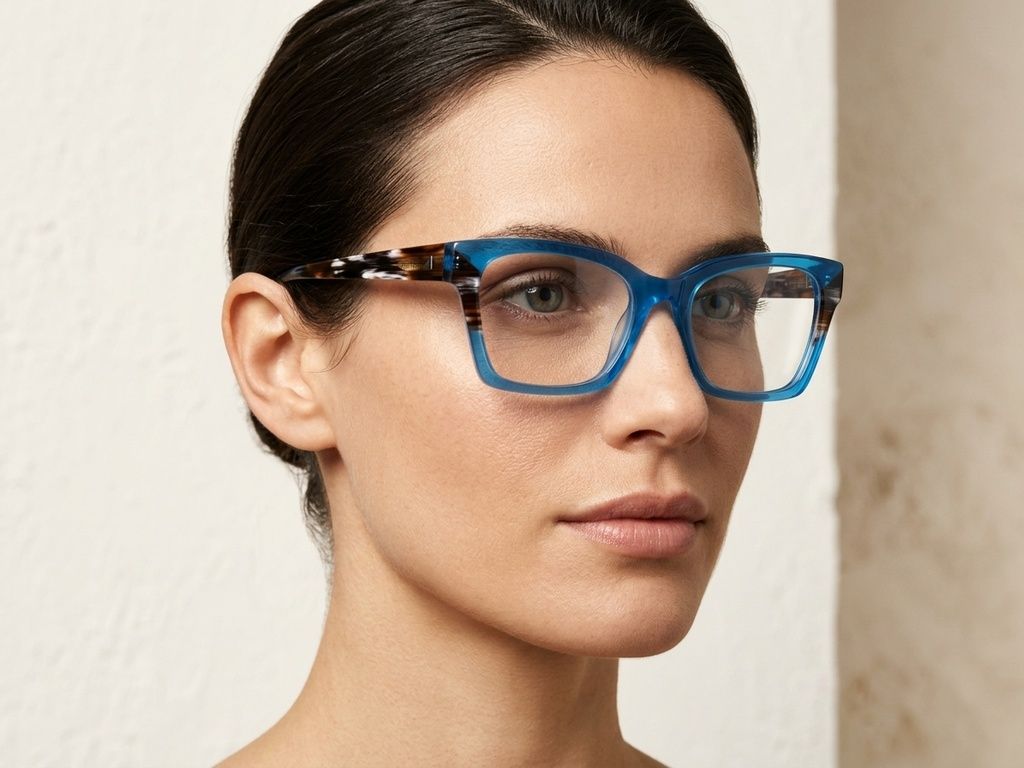Rectangular Blue Acetate Glasses #BS2012-3683