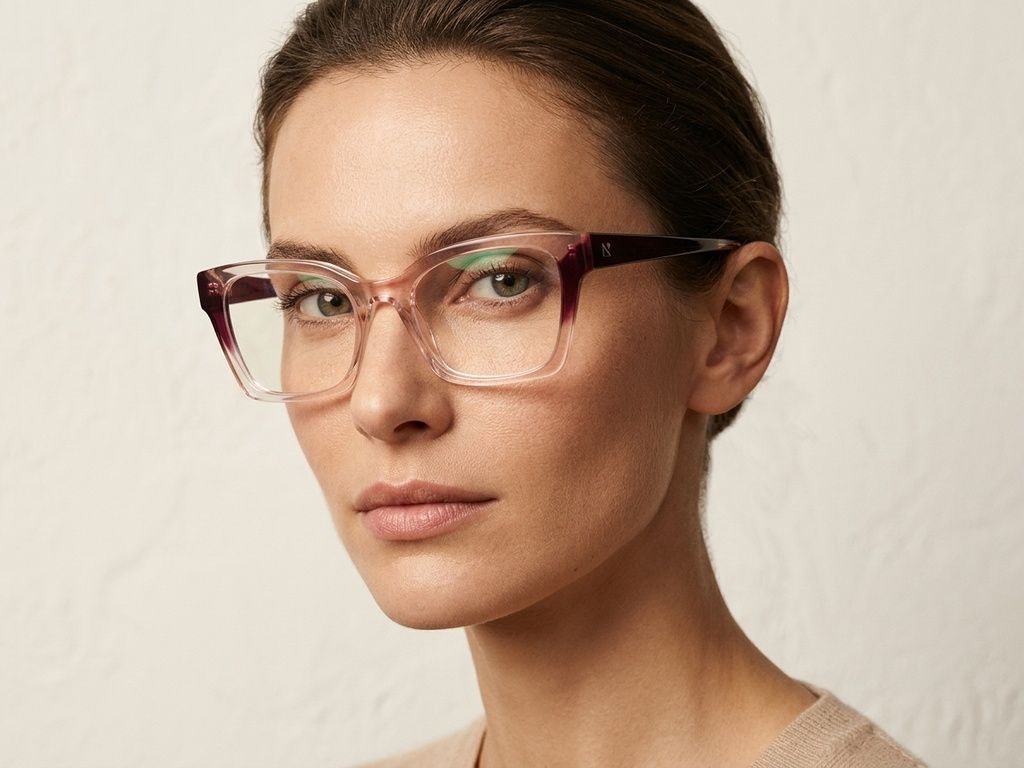 Rectangular Pink Acetate Glasses #BS2012-3684