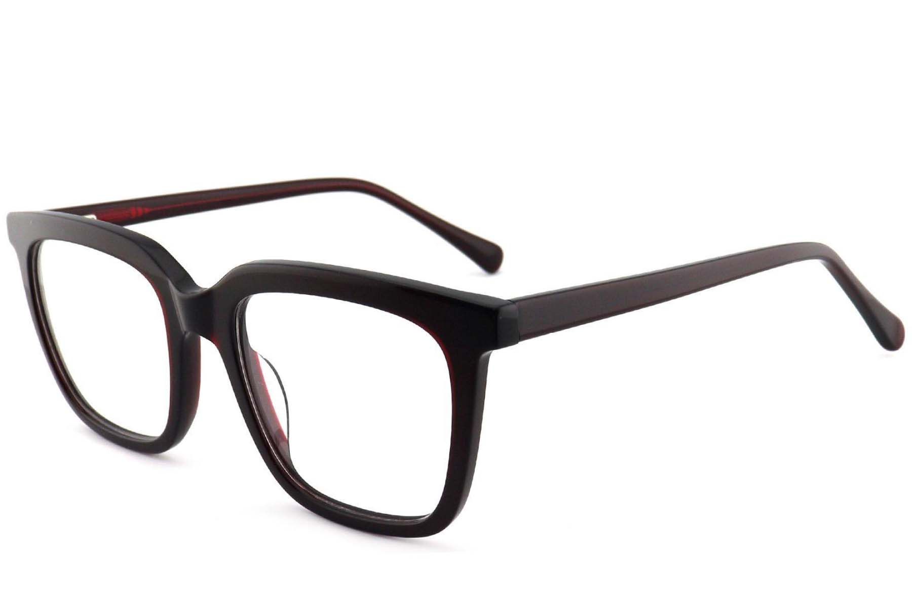 Rectangular Red Acetate Glasses #BS2012-3728