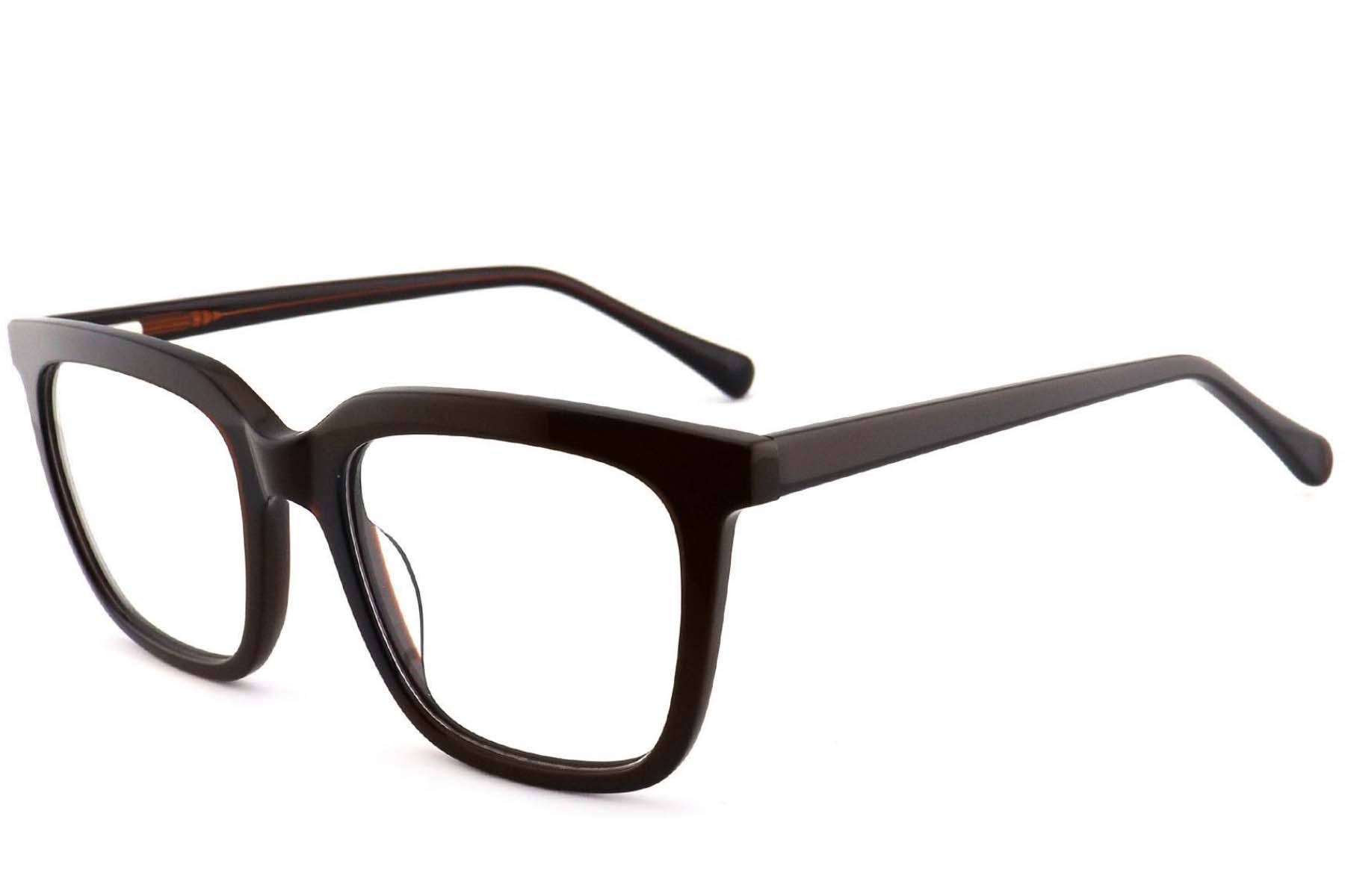 Rectangular Brown Acetate Glasses #BS2012-3729