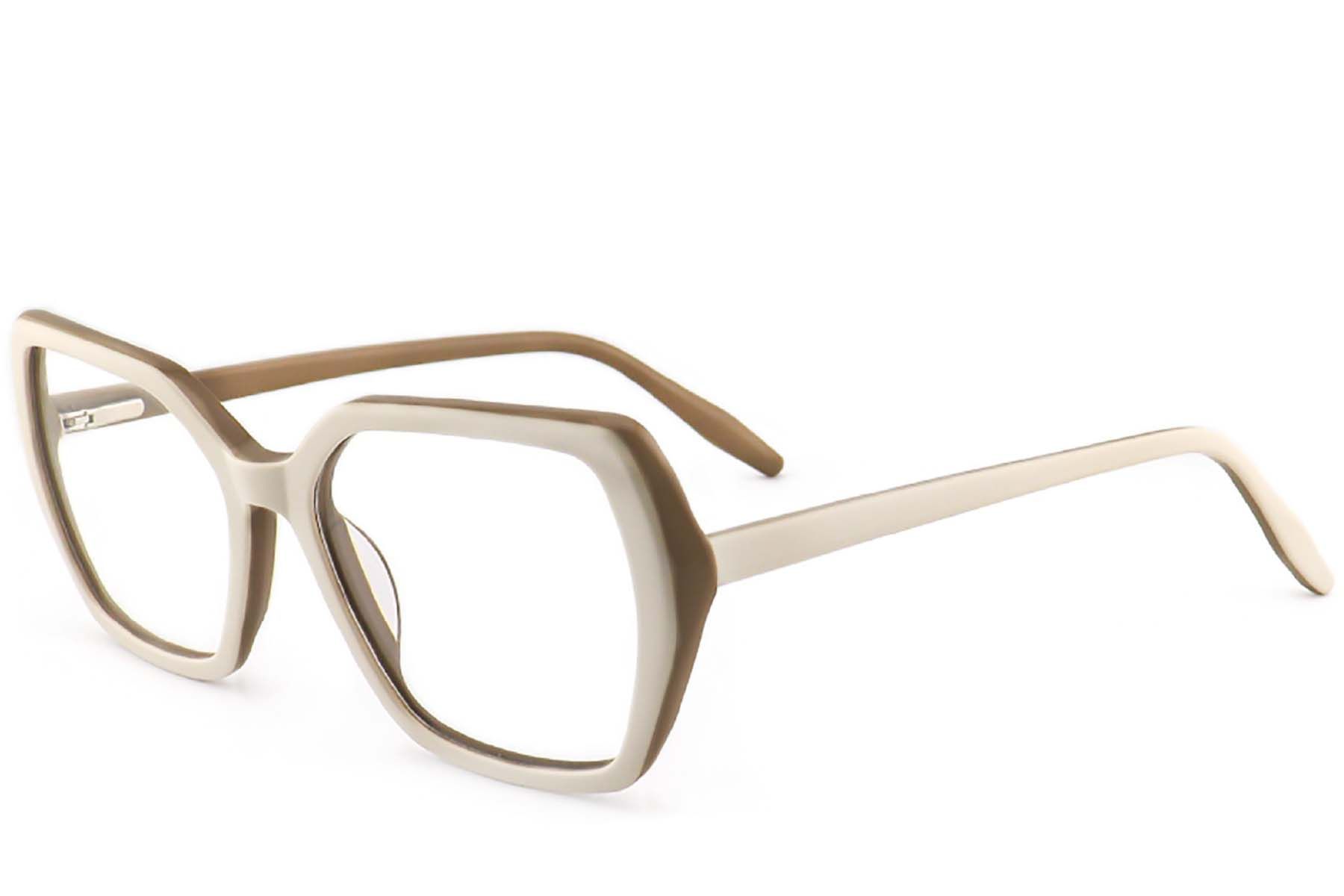 Rectangular Cream Acetate Glasses #BS2012-3782