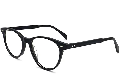 Lunettes ovales en acétate noir #BS2012-3800