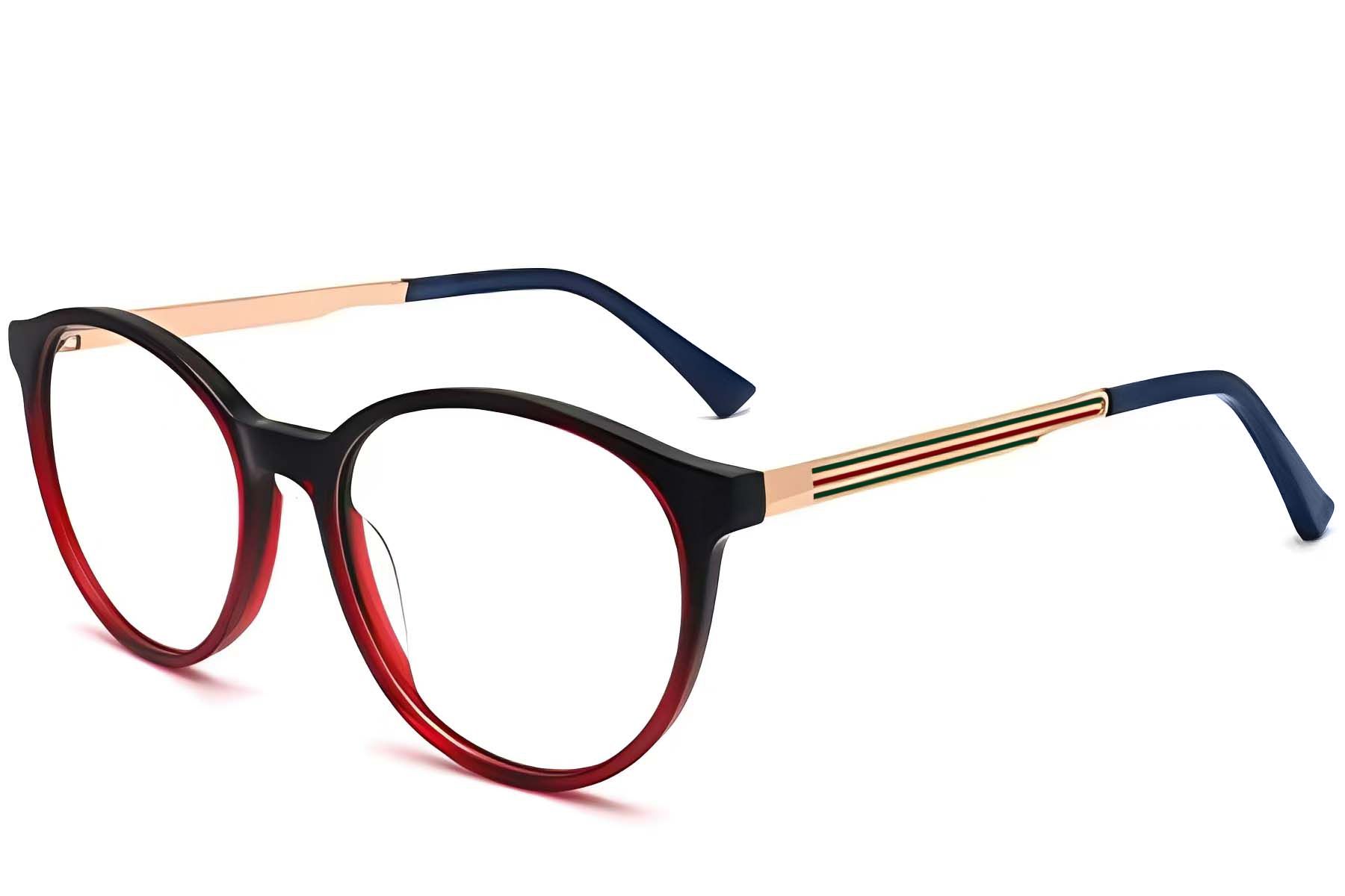Oval Red Acetate Glasses #BS2012-3838