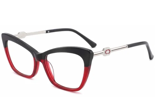 Lunettes papillon en acétate rouge #BS2012-3852