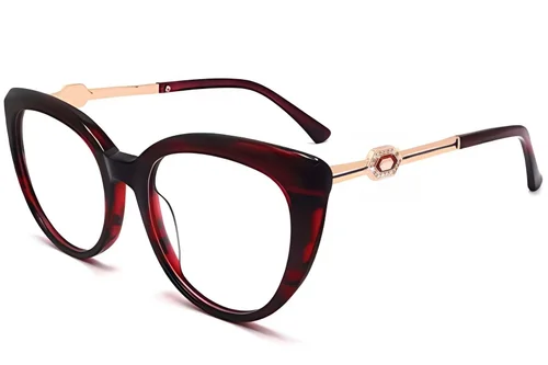 Lunettes papillon en acétate rouge #BS2012-3854