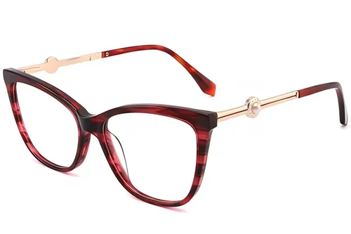 Lunettes papillon en acétate rouge #BS2012-3858