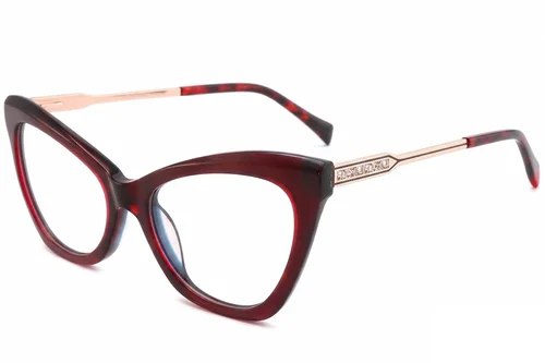 Lunettes papillon en acétate rouge #BS2012-3880