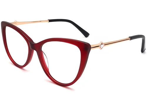 Lunettes papillon en acétate rouge #BS2012-3890