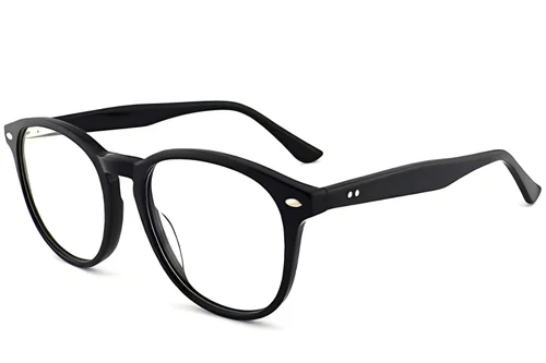 Lunettes ovales en acétate noir #BS2012-3929