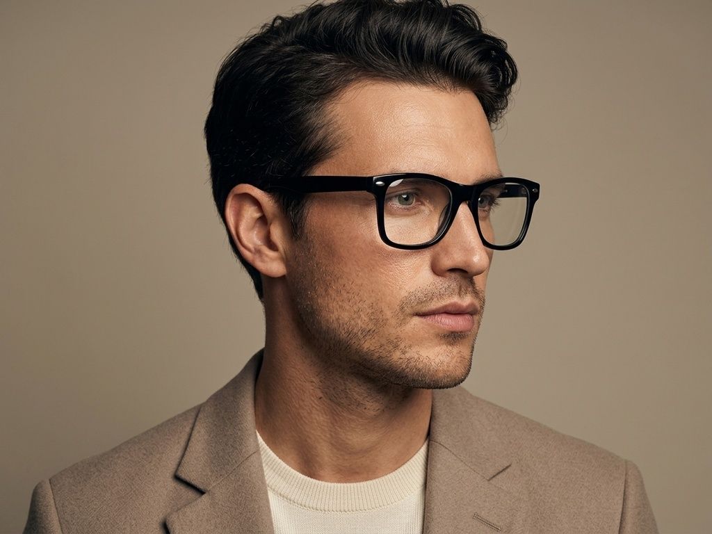 Rectangular Black Acetate Glasses #BS2012-3949