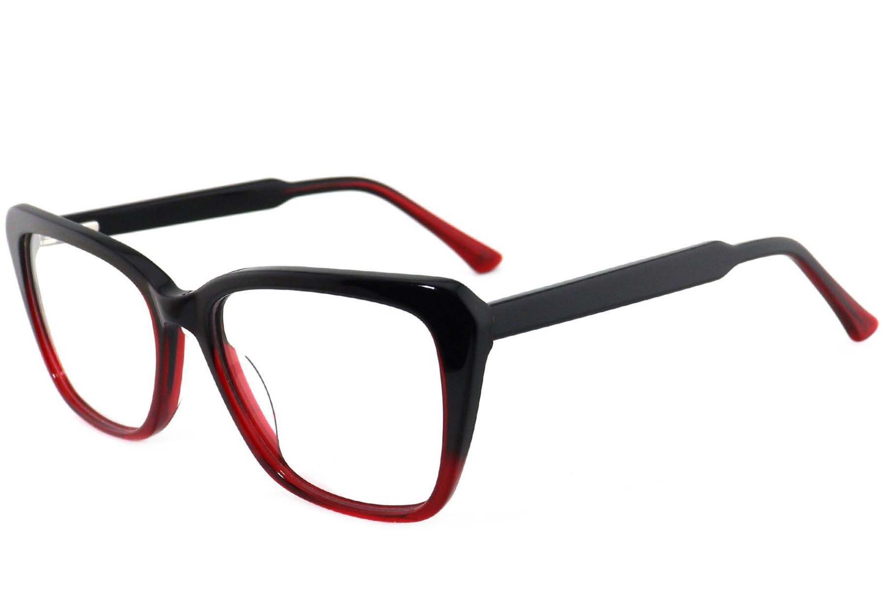 Verres rectangulaires en acétate rouge #BS2012-4018