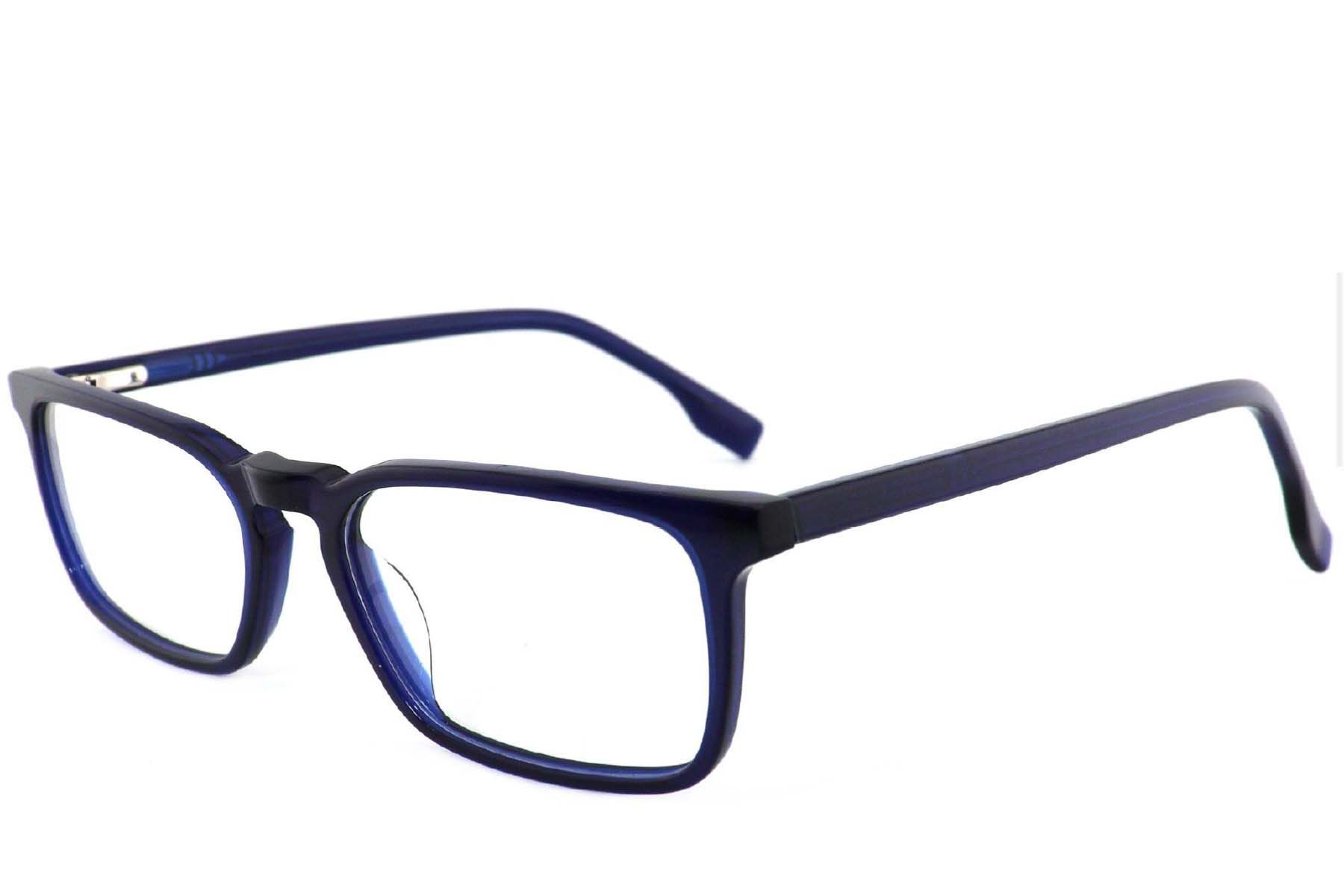Lunettes rectangulaires en acétate bleu #BS2012-4039