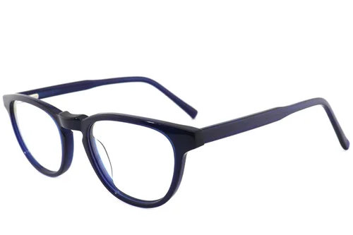 Lunettes ovales en acétate bleu #BS2012-4043