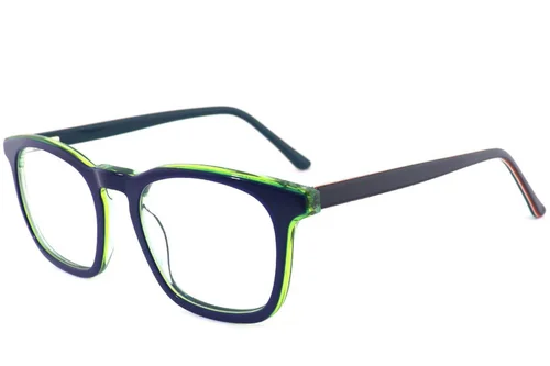 Lunettes rectangulaires en acétate bleu #BS2012-4058