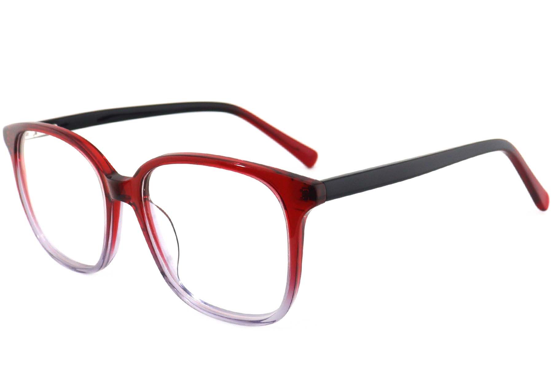 Rectangular Red Acetate Glasses #BS2012-4067