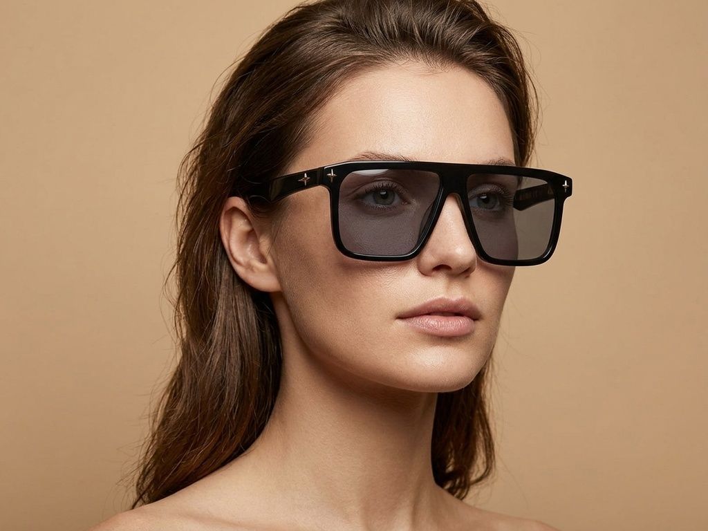 Aviator-Sonnenbrille aus schwarzem Acetat #BS2012-4090