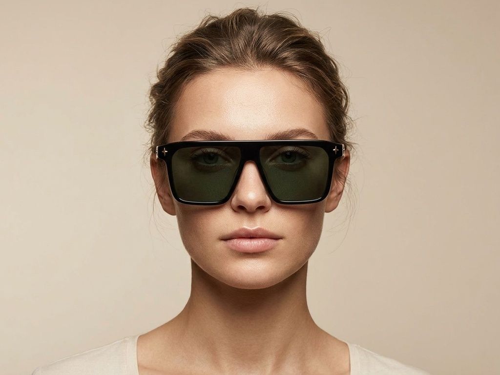 Aviator-Sonnenbrille aus schwarzem Acetat #BS2012-4091