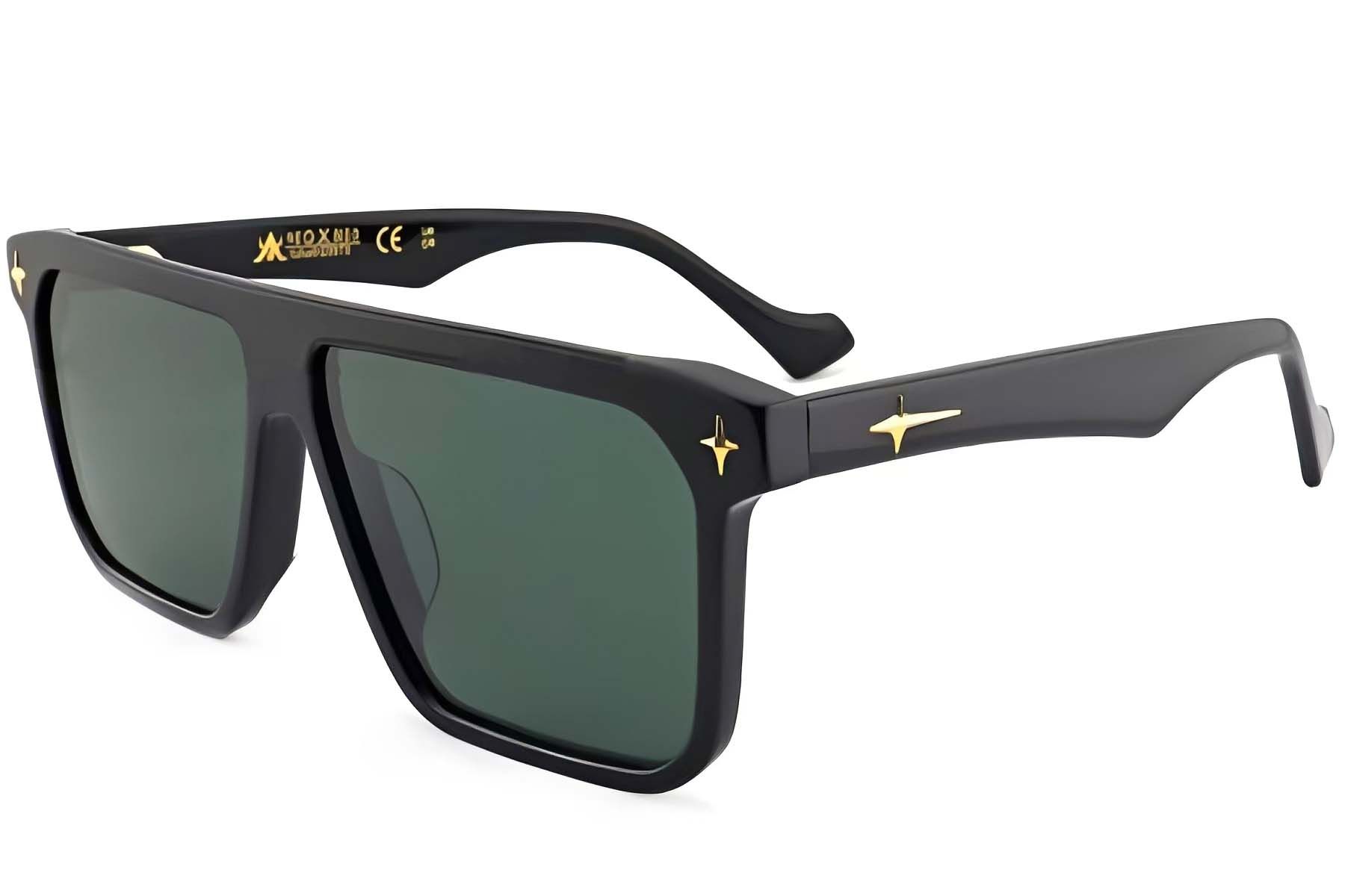 Aviator zonnebril van zwart acetaat #BS2012-4091