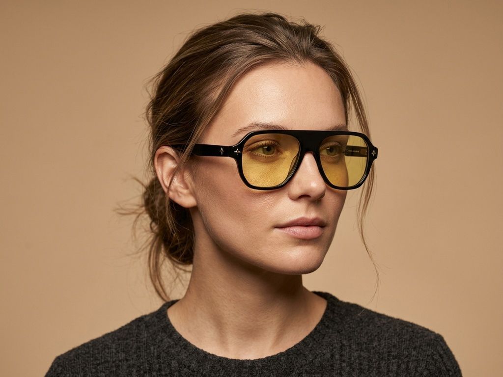 Schwarze Aviator-Sonnenbrille aus Acetat #BS2012-4092