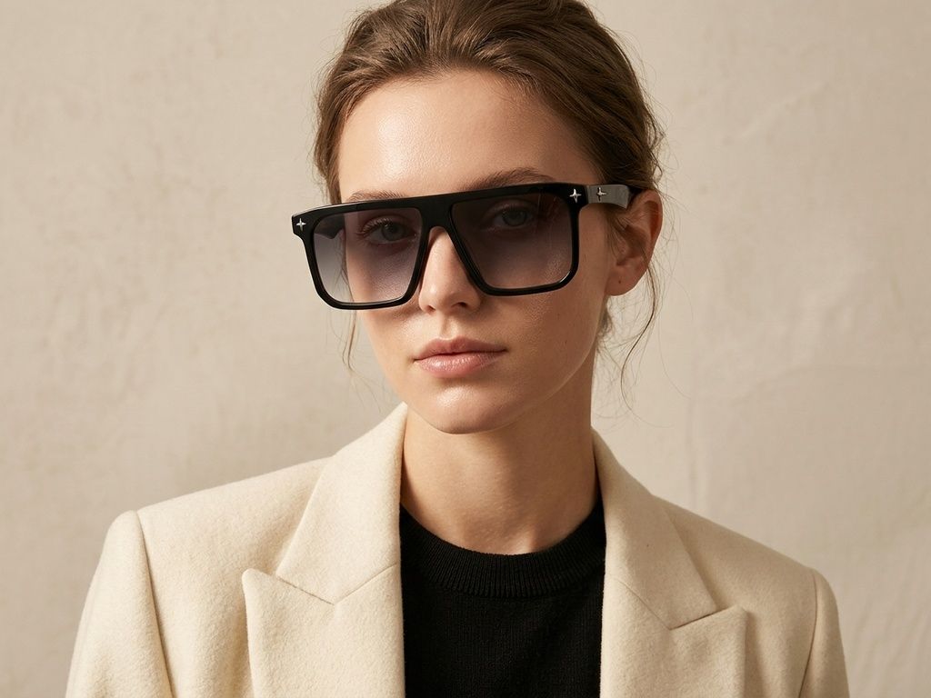 Aviator-Sonnenbrille aus schwarzem Acetat #BS2012-4093