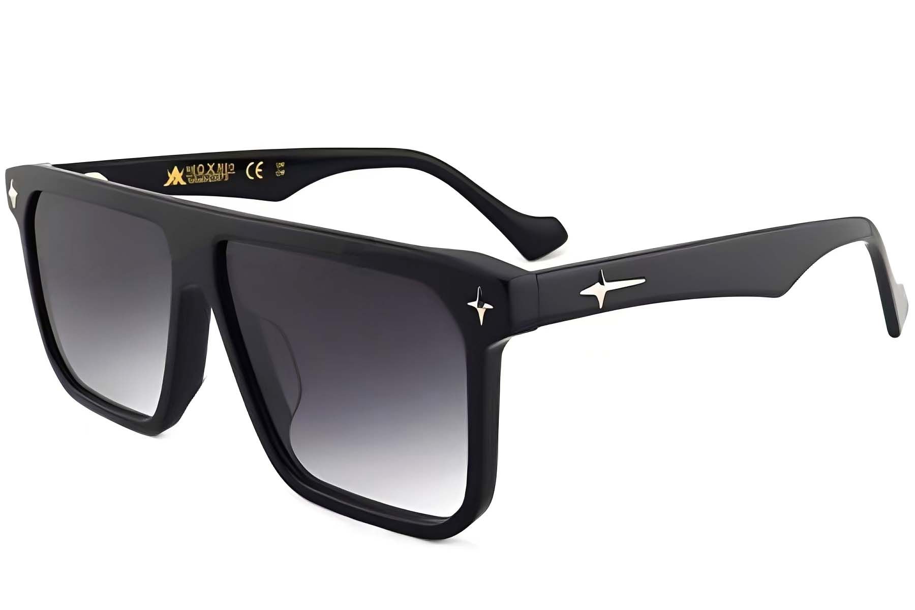 Lunettes de soleil aviateur en acétate noir #BS2012-4093
