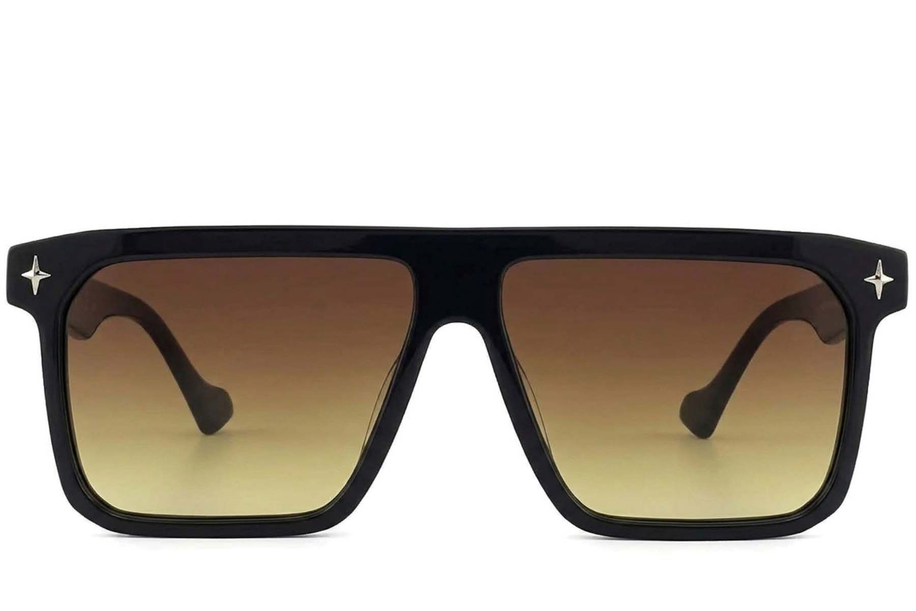 Gafas de sol de aviador de acetato negro #BS2012-4094