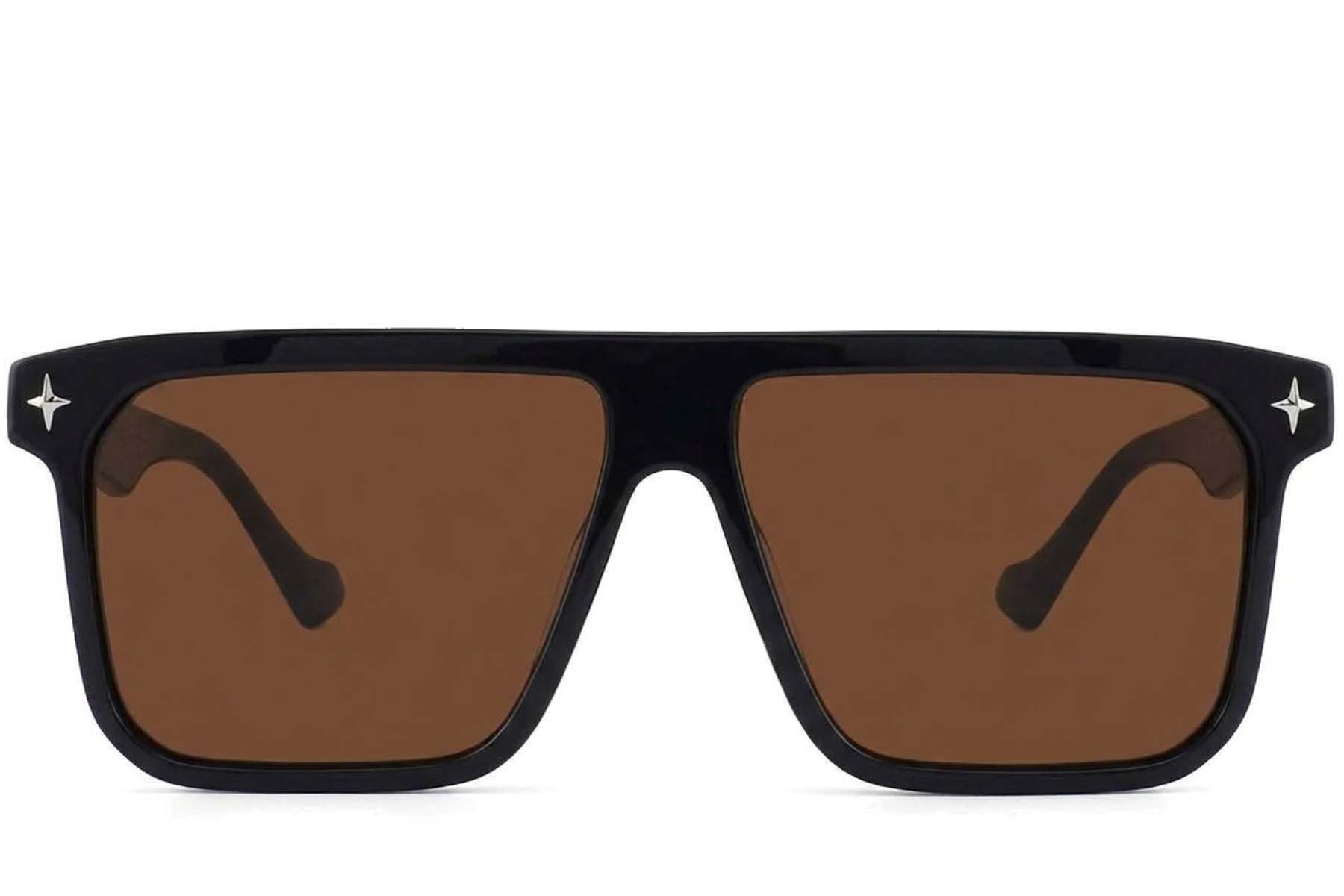 Gafas de sol de aviador de acetato negro #BS2012-4095