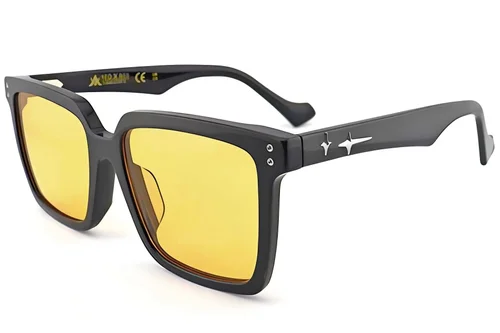 Lunettes de soleil rectangulaires en acétate noir #BS2012-4098
