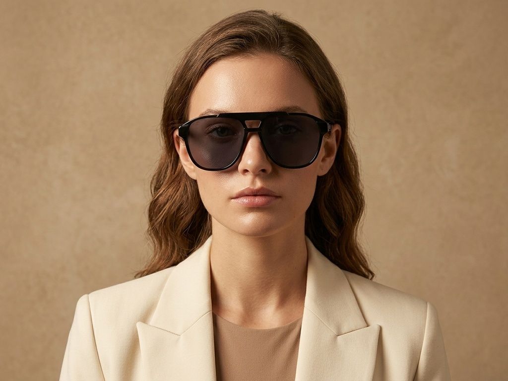 Aviator-Sonnenbrille aus schwarzem Acetat #BS2012-4108
