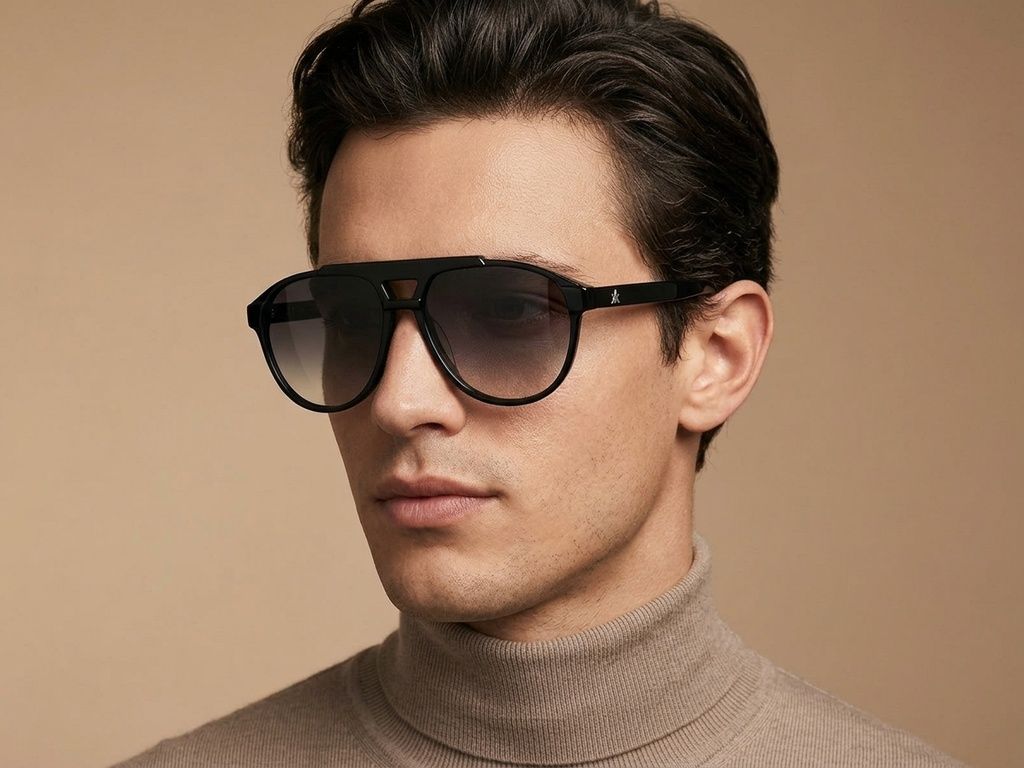 Schwarze Aviator-Sonnenbrille aus Acetat #BS2012-4109