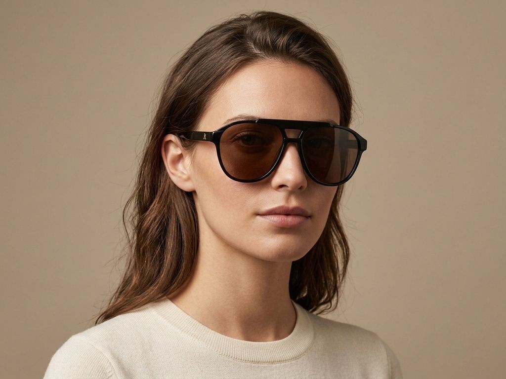 Aviator-Sonnenbrille aus schwarzem Acetat #BS2012-4110