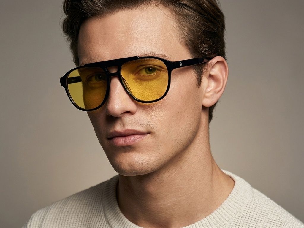 Aviator-Sonnenbrille aus schwarzem Acetat #BS2012-4111