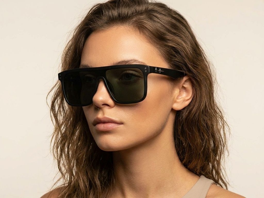 Aviator-Sonnenbrille aus schwarzem Acetat #BS2012-4116