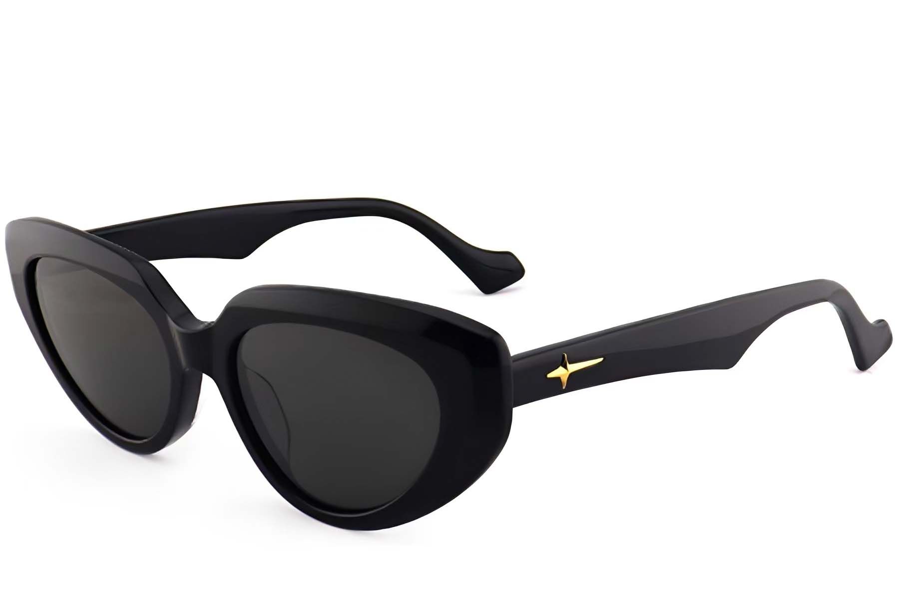 Lunettes de soleil papillon en acétate noir #BS2012-4117