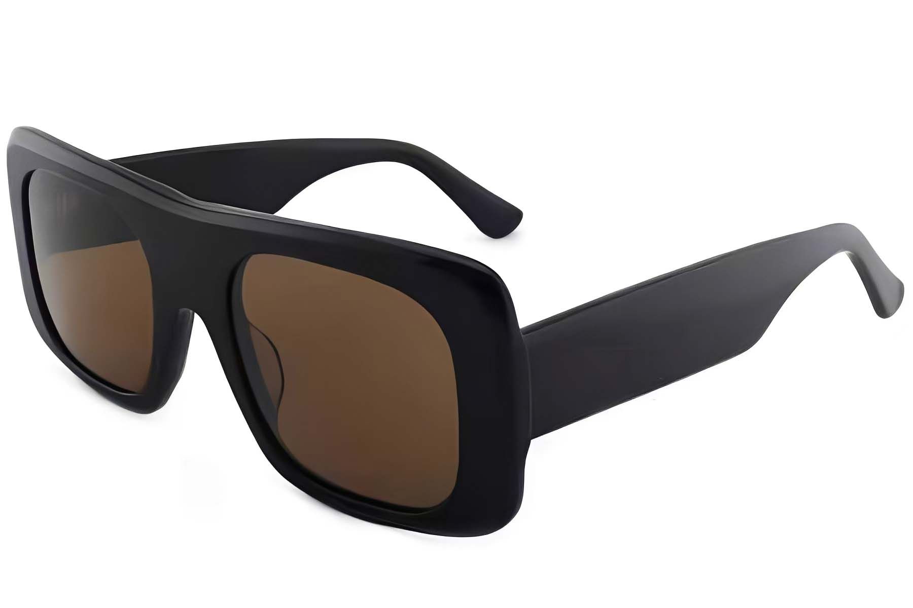 Gafas de sol rectangulares de acetato negro #BS2012-4123
