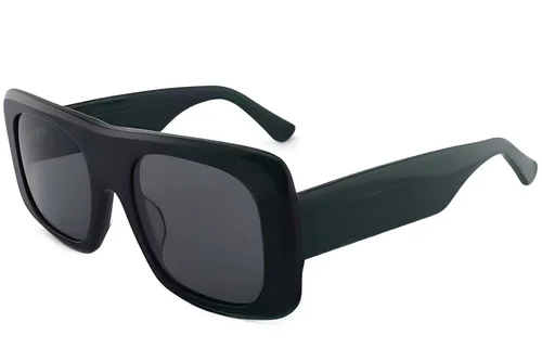 Lunettes de soleil rectangulaires en acétate vert #BS2012-4124