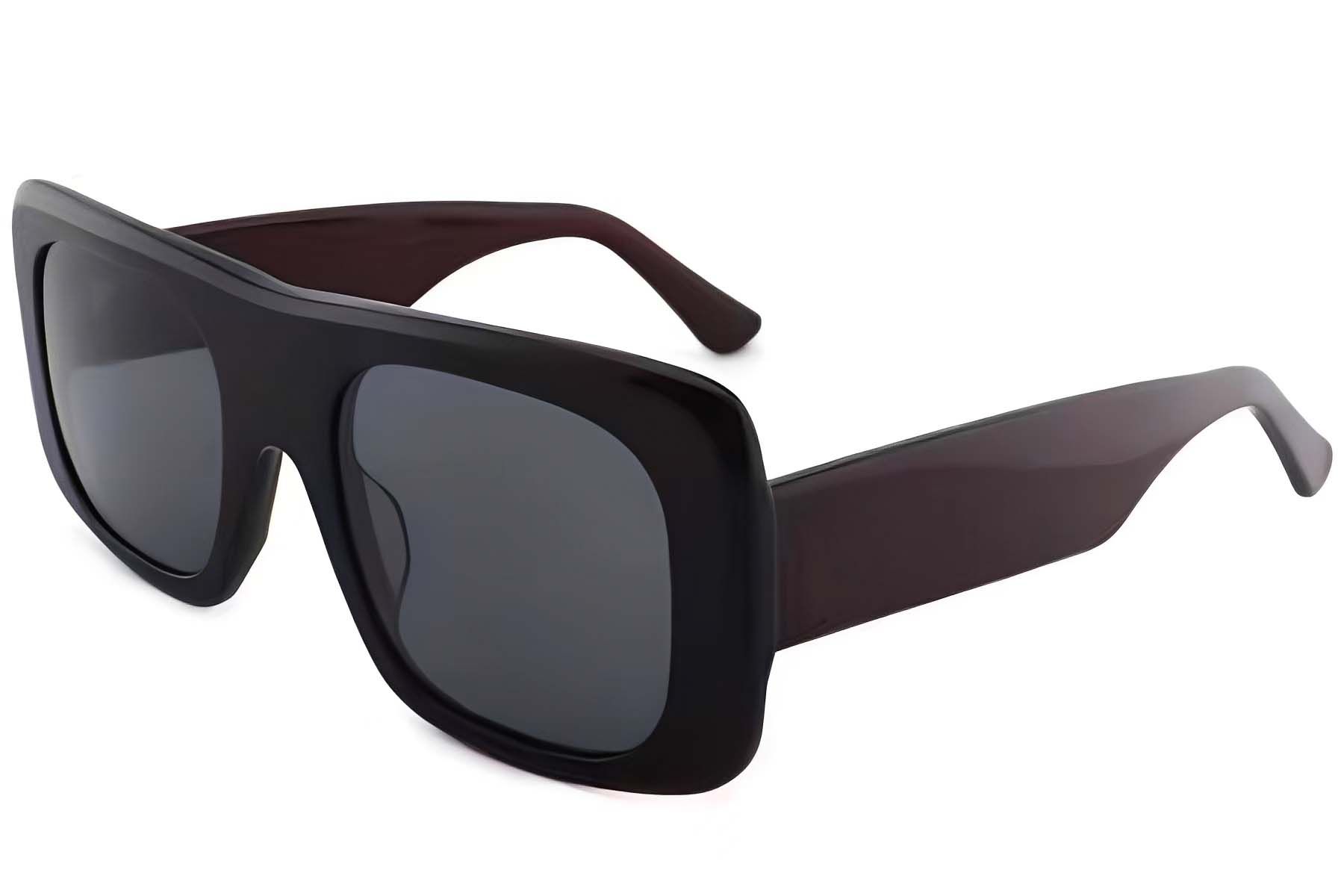 Lunettes de soleil rectangulaires en acétate rouge #BS2012-4125