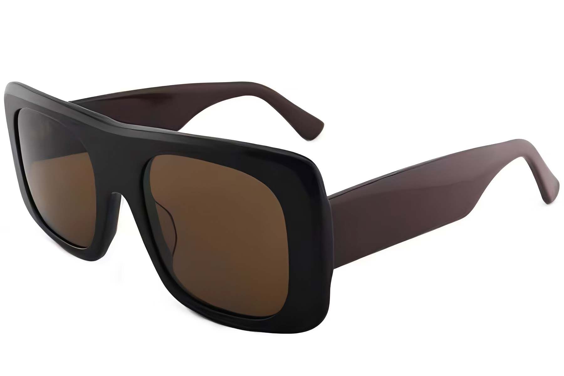 Lunettes de soleil rectangulaires en acétate marron #BS2012-4126