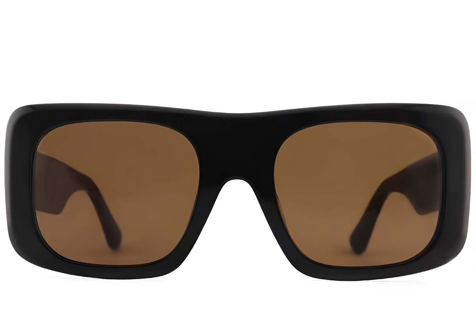 Lunettes de soleil rectangulaires en acétate marron #BS2012-4126