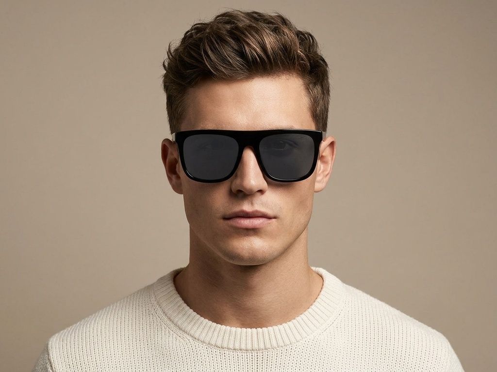 Schwarze Aviator-Sonnenbrille aus Acetat #BS2012-4137