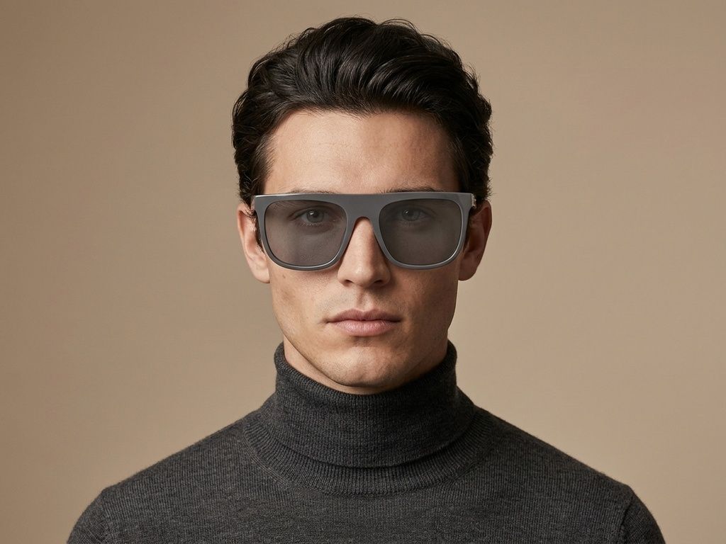 Graue Aviator-Sonnenbrille aus Acetat #BS2012-4138