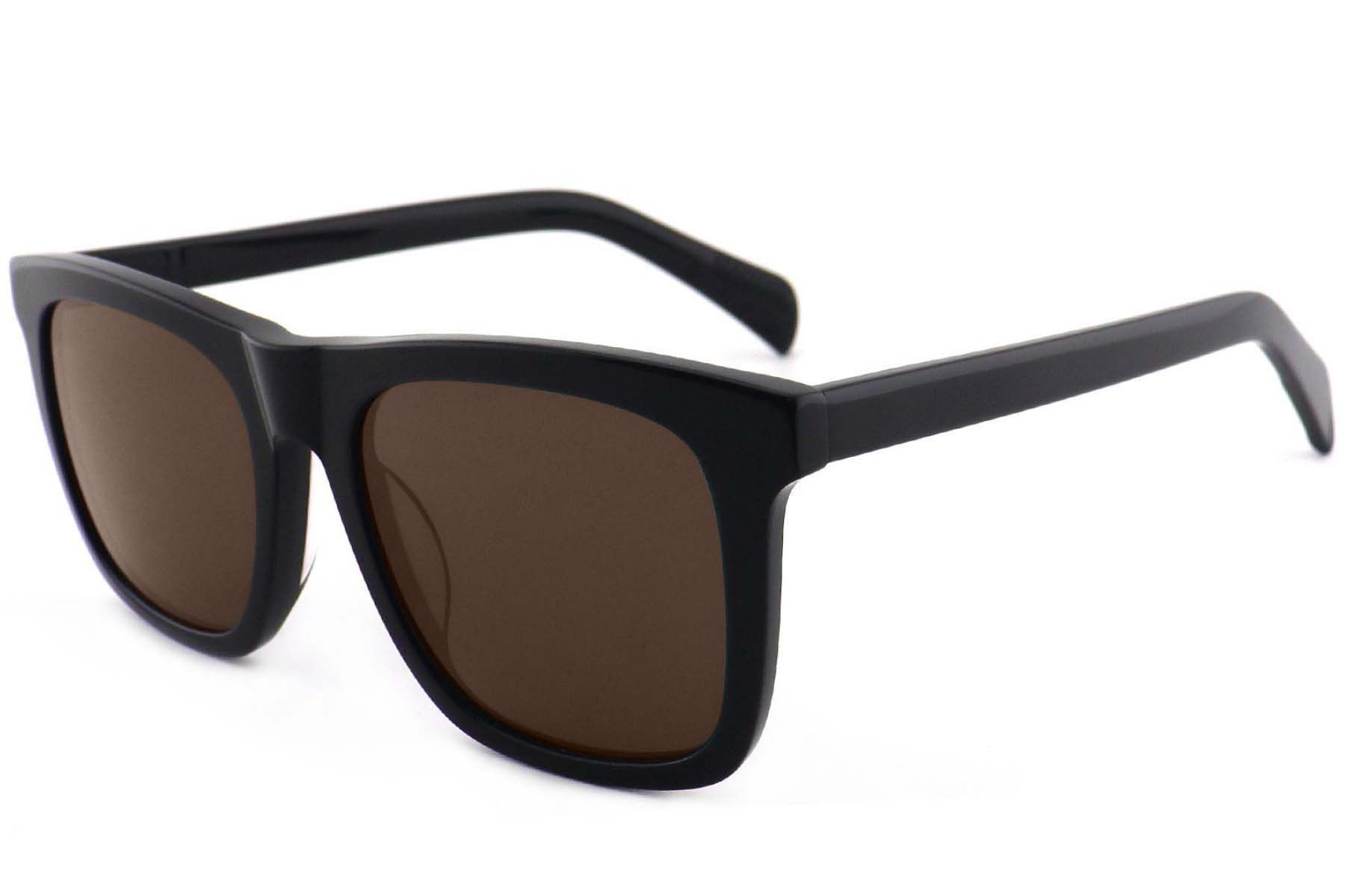 Lunettes de soleil rectangulaires en acétate noir #BS2012-4141