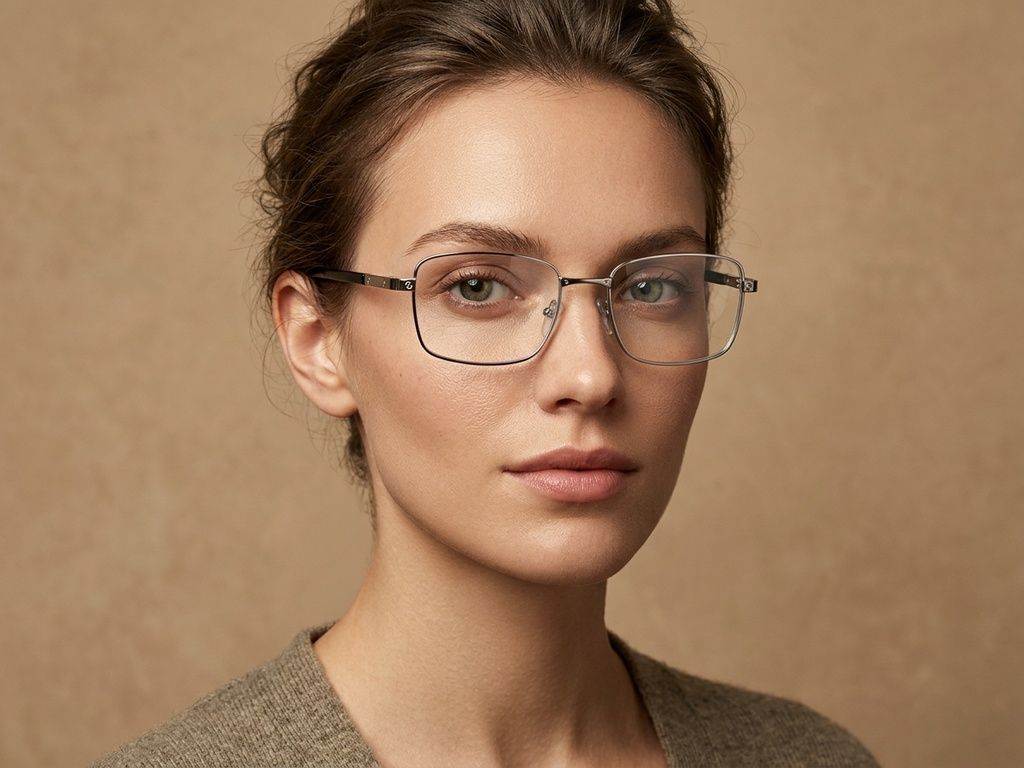 Rechteckige silberfarbene Metallbrille #BS2012-4254